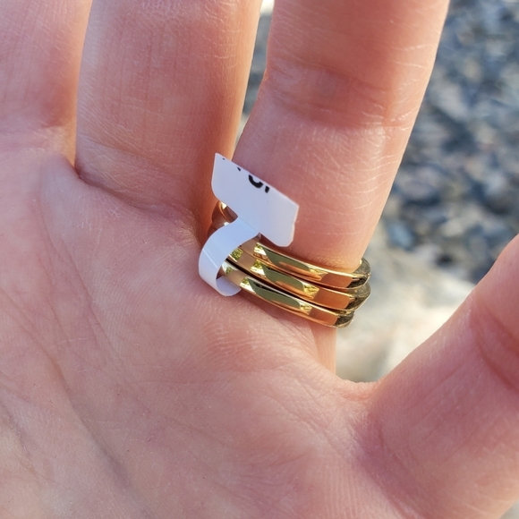 14k Gold IP Trio Ring Set 1.94ct White Sapphire sz 5 - Picture 5 of 6